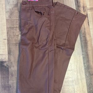 Edikted Brown Boot Cut Flare Leather Pants